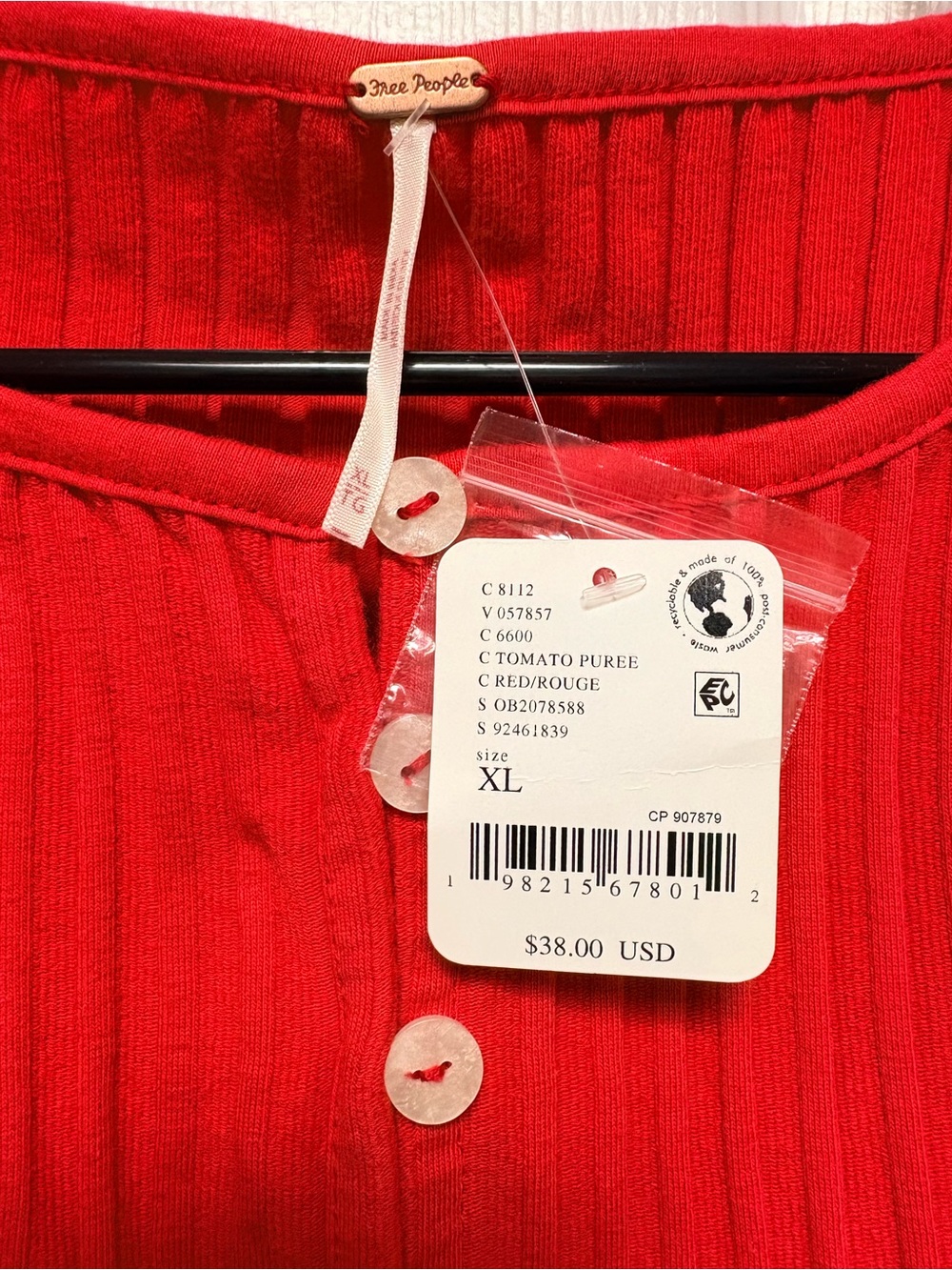 NWT Free People Tilly Ribbed Button Up - Picture 2 of 4